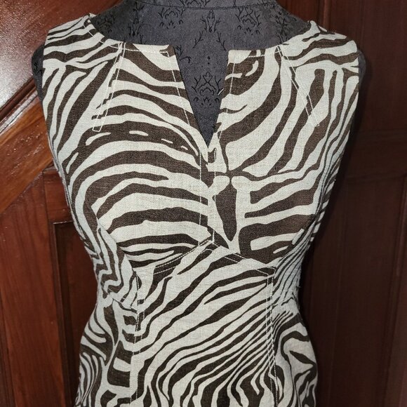 Calvin Klein Zebra Print Sleeveless Sheath Dress Size 2 Polyester Blend Neutral - Picture 4 of 5
